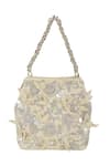 Shop_The Leather Garden_Ivory Embroidery, Beads, Sequins Seher Floral Potli Bag _at_Aza_Fashions
