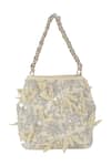 The Leather Garden_Ivory Embroidery, Beads, Sequins Seher Floral Potli Bag _at_Aza_Fashions