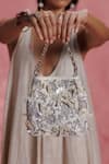 Buy_The Leather Garden_Ivory Embroidery, Beads, Sequins Seher Floral Potli Bag 