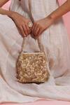 Buy_The Leather Garden_Gold Embroidery, Beads, Sequins Seher Floral Potli Bag _Online_at_Aza_Fashions