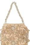 Shop_The Leather Garden_Gold Embroidery, Beads, Sequins Seher Floral Potli Bag _Online_at_Aza_Fashions