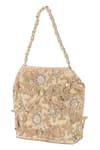 The Leather Garden_Gold Embroidery, Beads, Sequins Seher Floral Potli Bag _at_Aza_Fashions