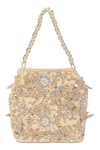 Shop_The Leather Garden_Gold Embroidery, Beads, Sequins Seher Floral Potli Bag _at_Aza_Fashions
