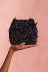 Buy_The Leather Garden_Black Embroidery, Beads, Sequins Seher Handcrafted Potli Bag 