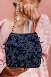 Buy_The Leather Garden_Blue Embroidery, Beads, Sequins Seher Potli Bag _at_Aza_Fashions