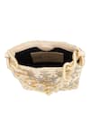 Shop_The Leather Garden_Ivory Embroidery, Metallic Thread, Beads Sukoon Bag _Online_at_Aza_Fashions