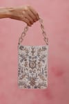 The Leather Garden_Ivory Embroidery, Metallic Thread, Beads Sukoon Bag _Online
