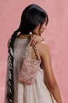 Shop_The Leather Garden_Blush Embroidery, Beads, Sequins Sukoon Bag _Online_at_Aza_Fashions