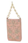 The Leather Garden_Blush Embroidery, Beads, Sequins Sukoon Bag _at_Aza_Fashions