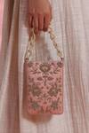 Buy_The Leather Garden_Blush Embroidery, Beads, Sequins Sukoon Bag _at_Aza_Fashions