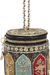 Shop_The Leather Garden_Multi Color Embroidery, Zari, Beads, Sequins Rooh Barrel Bag 