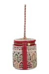 Buy_The Leather Garden_Red Embroidery, Beads, Zari Raaz Barrel Bag _Online_at_Aza_Fashions