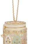 Shop The Leather Garden Ivory Embroidery, Zari, Beads Mehfil Barrel Bag Shop_The Leather Garden_Ivory Embroidery, Zari, Beads Mehfil Barrel Bag