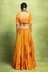 Buy_Vedika M_Orange Tissue, Silk Embroidery, Tassels, Floral Abstract Printed Lehenga Set _Online_at_Aza_Fashions
