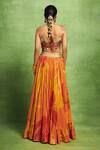 Shop_Vedika M_Orange Tissue, Silk Embroidery, Sequins, Floral Abstract Printed Lehenga Set  _at_Aza_Fashions