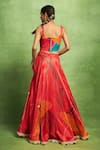 Shop_Vedika M_Red Tissue, Satin, Linen, Lycra, Silk Embroidery, Abstract Floral Lehenga Set _at_Aza_Fashions
