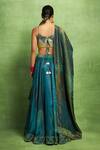 Shop_Vedika M_Green Tissue, Satin, Silk Mirrors, Sequins, Abstract Floral Print Lehenga Set  _at_Aza_Fashions
