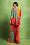 Shop_Vedika M_Red Tissue, Silk Embroidery, Sequins, Mirrors Printed Kurta And Flared Pant Set _at_Aza_Fashions