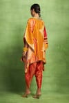 Shop_Vedika M_Orange Tissue, Satin, Linen, Silk Abstract Print Kaftan Top And Dhoti Pant Set _at_Aza_Fashions