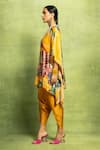 Buy_Vedika M_Multi Color Tissue, Satin, Linen, Abstract Print Kaftan Top And Dhoti Pant Set _Online_at_Aza_Fashions