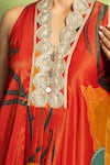 Vedika M Red Linen, Tissue, Silk Embroidery, Mirrors, Foil Abstract Floral Kurta Set Online at Aza Fashions Vedika M_Red Linen, Tissue, Silk Embroidery, Mirrors, Foil Abstract Floral Kurta Set _Online_at_Aza_Fashions