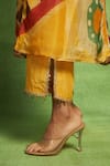 Vedika M_Yellow Tissue, Silk, Satin, Linen Abstract Print Hand Kurta And Pant Set _Online_at_Aza_Fashions