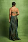 Shop Vedika M Green Satin, Linen, Tissue, Silk Sequins Embroidered Bustier With Pleated Skirt at Aza Fashions Shop_Vedika M_Green Satin, Linen, Tissue, Silk Sequins Embroidered Bustier With Pleated Skirt _at_Aza_Fashions