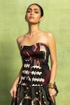 Buy_Vedika M_Black Lycra, Satin, Linen Bandeau Neck, Abstract Print Top And Skirt Set _Online_at_Aza_Fashions