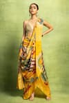 Buy Vedika M Yellow Tissue Sequins, Mirrors, Abstract Print Pleated Skirt And Dupatta Set at Aza Fashions Buy_Vedika M_Yellow Tissue Sequins, Mirrors, Abstract Print Pleated Skirt And Dupatta Set _at_Aza_Fashions