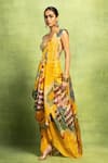 Buy Vedika M Yellow Tissue Sequins, Mirrors, Abstract Print Pleated Skirt And Dupatta Set Online at Aza Fashions Buy_Vedika M_Yellow Tissue Sequins, Mirrors, Abstract Print Pleated Skirt And Dupatta Set _Online_at_Aza_Fashions
