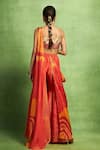Shop_Vedika M_Orange Tissue, Silk Abstract Print Pre-stitched Pant Saree With Blouse _at_Aza_Fashions