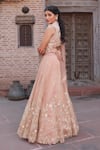 Buy_Nidhi Kejriwal_Pink Tissue Embroidery, Sequins, Pearls Collared, V-neck Embellished Lehenga Set _Online_at_Aza_Fashions