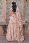 Shop_Nidhi Kejriwal_Pink Tissue Embroidery, Sequins, Pearls Collared, V-neck Embellished Lehenga Set _at_Aza_Fashions