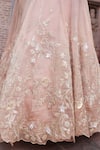 Shop_Nidhi Kejriwal_Pink Tissue Embroidery, Sequins, Pearls Collared, V-neck Embellished Lehenga Set _Online_at_Aza_Fashions