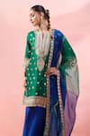 Buy_Surbhi Shah_Green Embroidery, Zari Round Neck Phool Kurta Set 