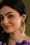 Buy_House Of D"Oro_Multi Color Beads, Stones Beaded Cluster And Fringe Drop Earrings _at_Aza_Fashions
