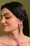 Shop_House Of D"Oro_Pink Beads, Stones Floree Beaded Cluster Drop Earrings _Online_at_Aza_Fashions