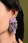 Buy_House Of D"Oro_Purple Beads, Stones Laventia Beaded Cluster Drop Earrings _at_Aza_Fashions