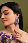Shop_House Of D"Oro_Purple Beads, Stones Laventia Beaded Cluster Drop Earrings _Online_at_Aza_Fashions