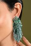 Buy_House Of D"Oro_Green Beads, Stones Petalia Beaded Tassel Drop Earrings _at_Aza_Fashions