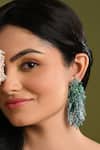 Shop_House Of D"Oro_Green Beads, Stones Petalia Beaded Tassel Drop Earrings _Online_at_Aza_Fashions