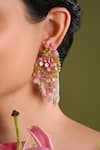 Buy_House Of D"Oro_Multi Color Beads, Stones Petaline Beaded Cluster Drop Earrings _at_Aza_Fashions
