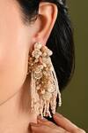 Buy_House Of D"Oro_Peach Beads, Pearls, Stones Blossique Beaded And Embellished Earrings _at_Aza_Fashions