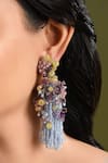 Buy_House Of D"Oro_Multi Color Beads, Stones, Tassels Blossom Beaded Drop Earrings _at_Aza_Fashions