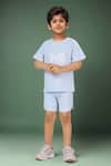 Buy_Petite Pomme_Blue Cotton Ribbed T-shirt And Shorts Set _at_Aza_Fashions