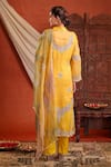 Shop_Farha Syed_Mustard Chanderi Silk, Tissue, Silk, Organza Embroidery, Sequins, Kurta Pant Set _at_Aza_Fashions