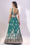 Shop_Samyukta Singhania_Green Silk Embroidery, Sequins V-neck Lehenga Blouse Set _at_Aza_Fashions