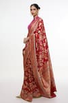 Ekaya Banaras Red Silk Zari, Metallic Thread Floral Pattern Handwoven Saree Online at Aza Fashions Ekaya Banaras_Red Silk Zari, Metallic Thread Floral Pattern Handwoven Saree _Online_at_Aza_Fashions