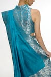 Buy Ekaya Banaras Blue Satin, Silk Zari Floral Handwoven Saree Online at Aza Fashions Buy_Ekaya Banaras_Blue Satin, Silk Zari Floral Handwoven Saree _Online_at_Aza_Fashions