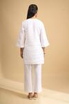 Shop_Naintara Bajaj_Off White Linen Embroidery Split V-neck Kurta And Pant Set _at_Aza_Fashions